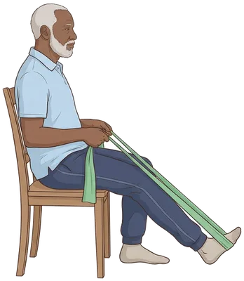 Ankle press with a band, end position