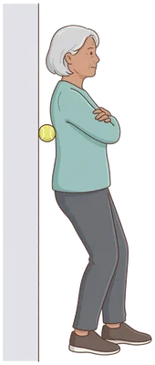 Back massage with a ball at the wall, position