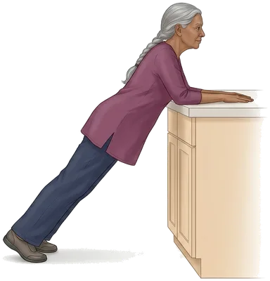 Plank at the counter, hold position