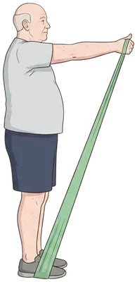 Front arm raise with a band, end position