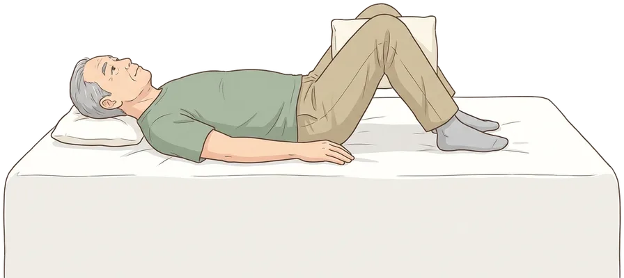 Knee squeeze lying down, hold position
