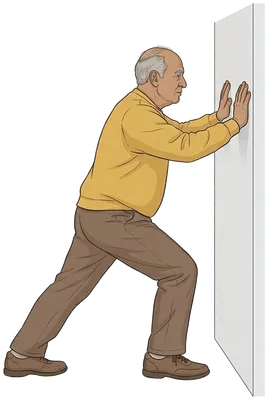 Knee to wall ankle stretch, end position