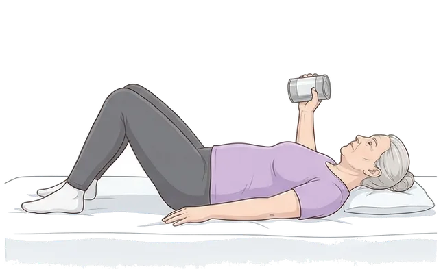 Elbow straightening lying down, start position