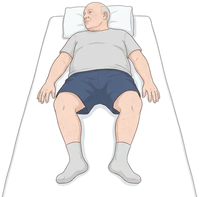Neck turns lying down, end position