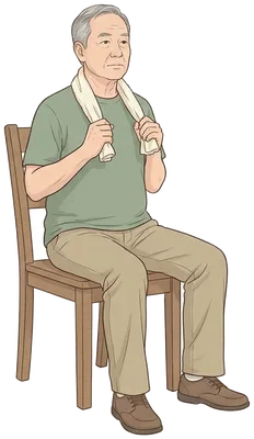 Neck turns with a towel, start position