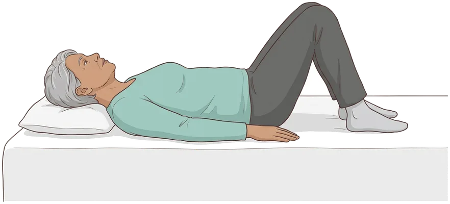 Pelvic tilt lying down, position