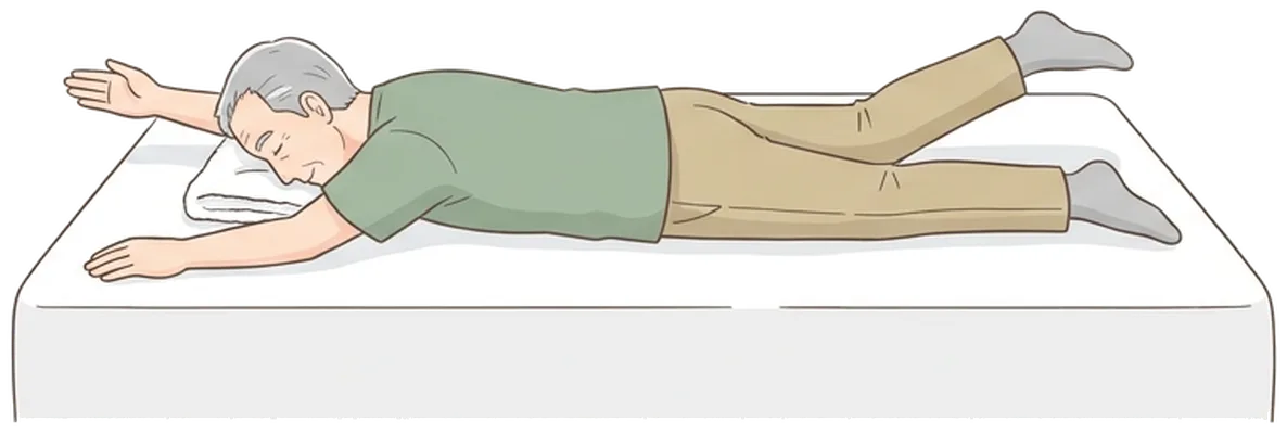 Opposite arm and leg lift on your stomach, end position