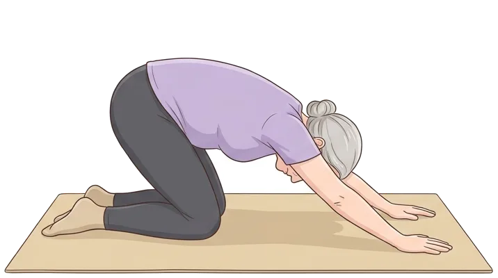Rocking back on hands and knees, end position
