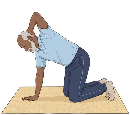 Upper back turns on hands and knees, start position
