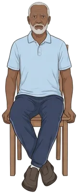 Seated hip turns, end position