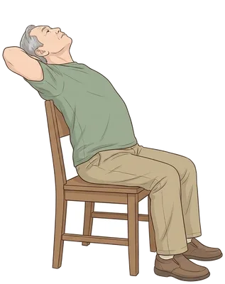 Seated upper back extension, end position