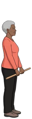 Arm raise with a stick, standing, start position
