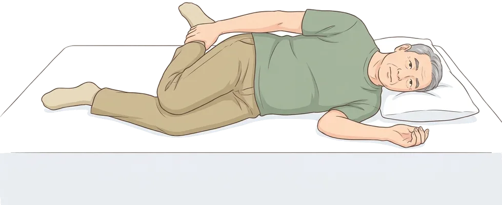 Thigh stretch lying on your side, hold position
