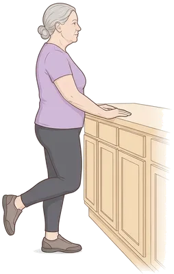 Single leg heel raises, start position