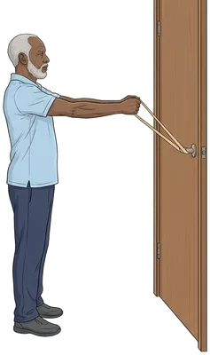 Standing rows with a band, start position