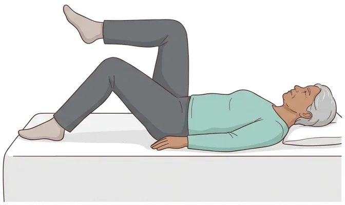 Toe taps lying down, end position