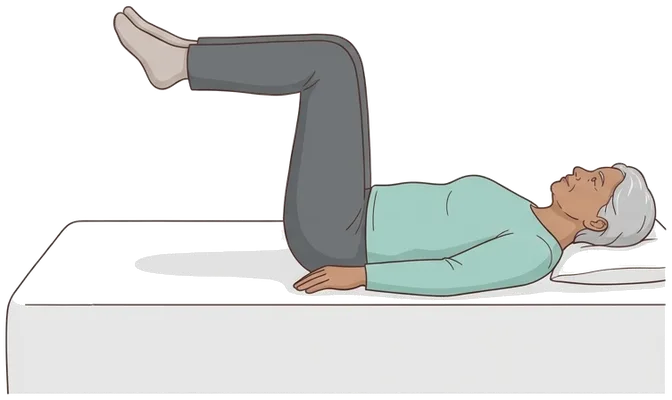 Toe taps lying down, start position