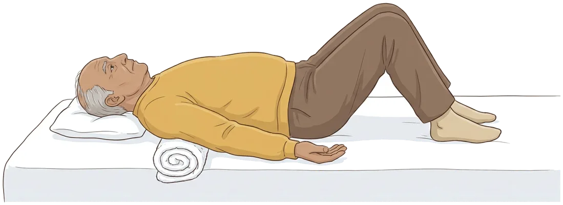 Lying over a towel roll, hold position