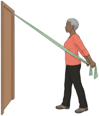 Wood chop with a band, end position