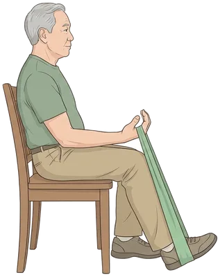 Wrist curls with a band, end position
